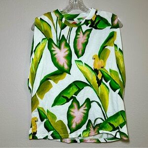 FARM Rio Green Pink Tropical Tank Top‎ women’s XS vacation resort summer preppy